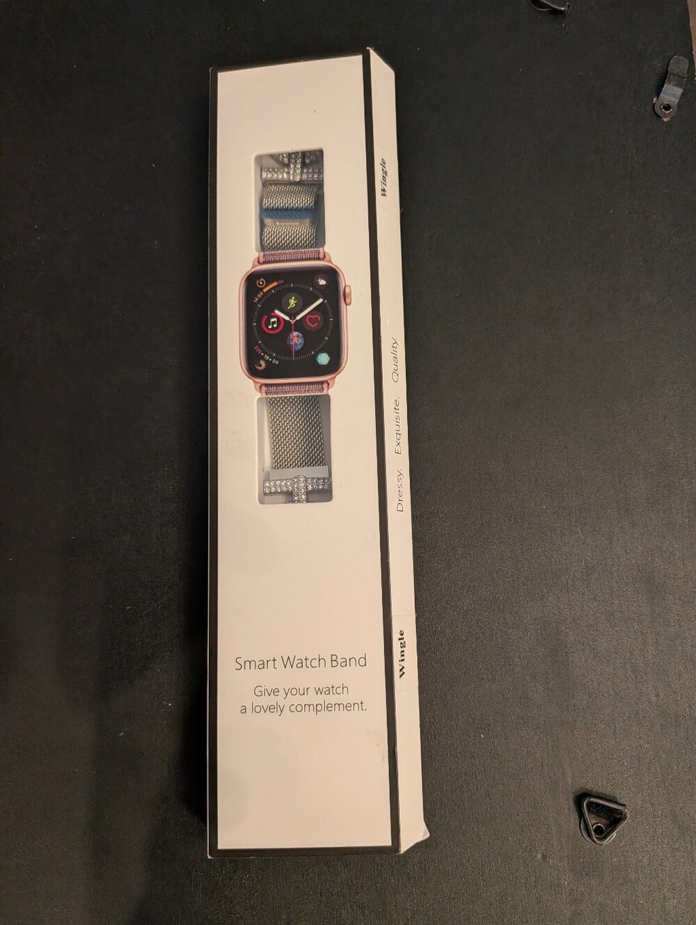 Smart Watch Band - Silver Mesh with Rhinestone Accents Wingle Bling